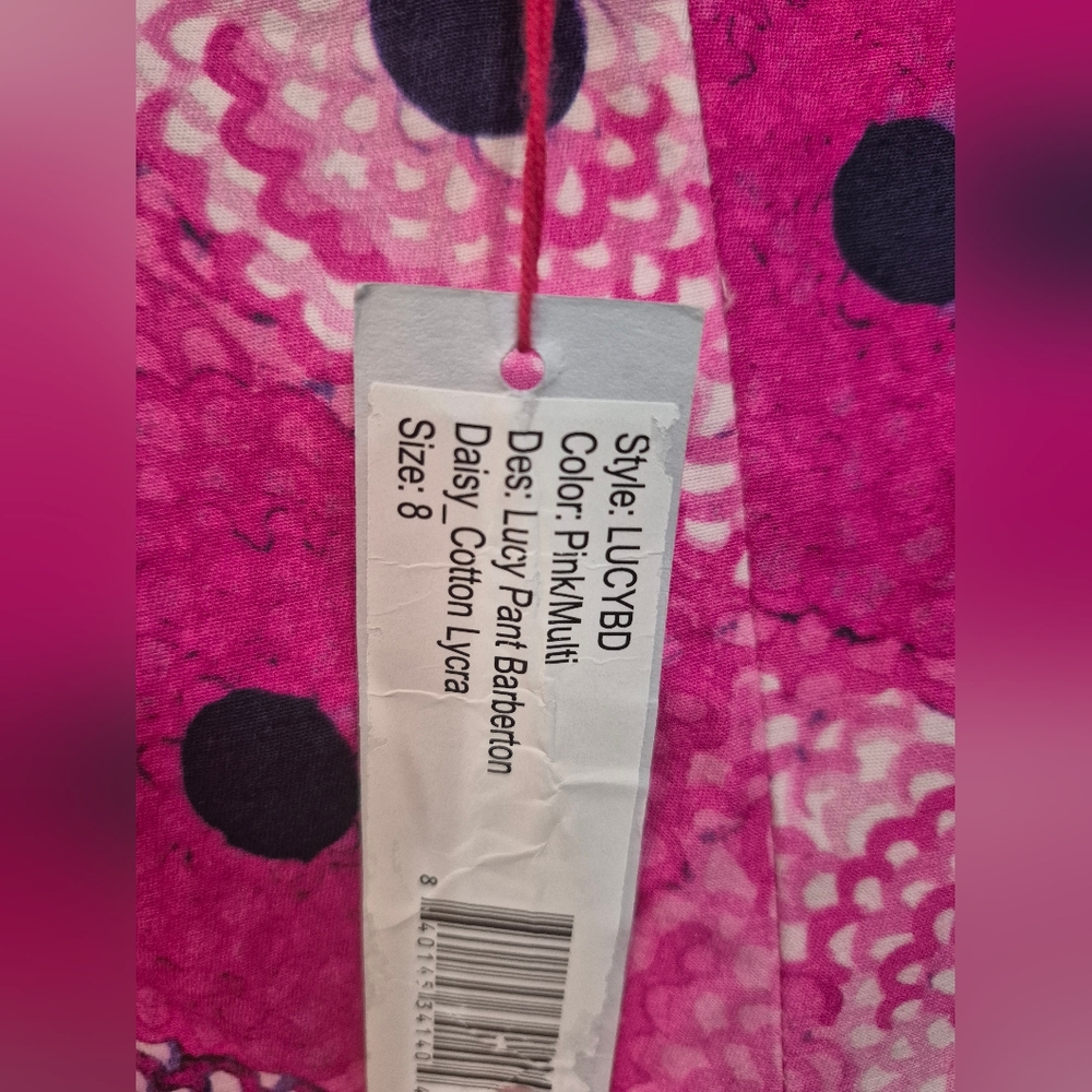 NEW Frances Valentine Pink Floral Print Cropped Capris, 25" Inseam - Picture 5 of 6
